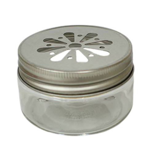 Plastic Aroma Jar + Lid with daisy cutout 100gm