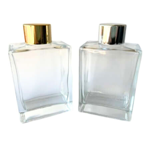 100ml Clear Rectancular bottle with metallic lid