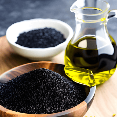 Black sesame seeds and oil