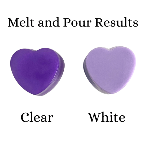 Purple Pizzazz Mica Melt Pour Test Resulting in purple soaps