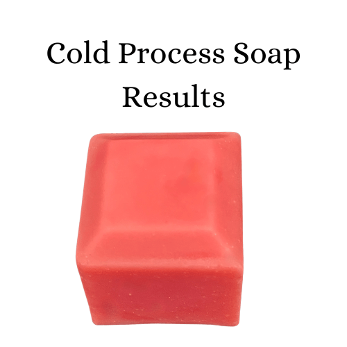 Soap cube coloured with raspberry red mica