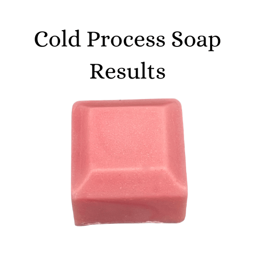 Soap cube coloured pink with Rose Gold Mica MMO