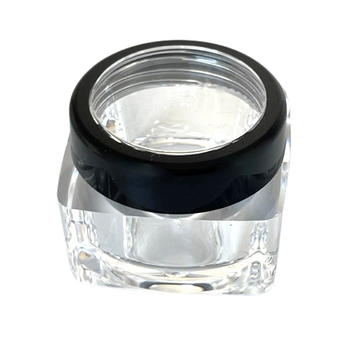 Square lip balm pot with black rimmed lid
