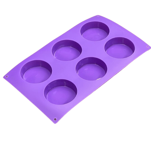 Purple mould with 6 round cavities