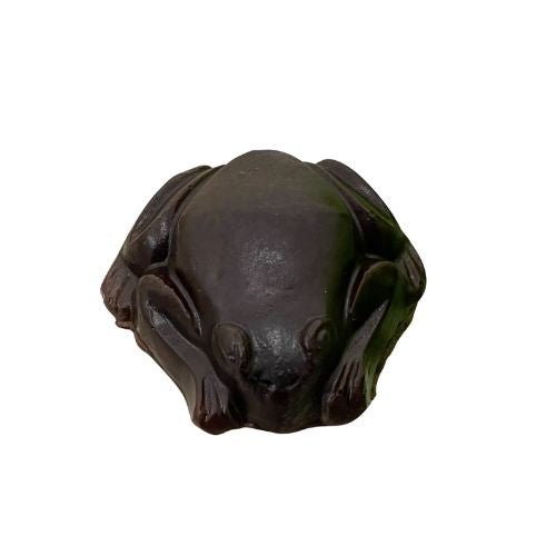 Kayali vanilla fragrance in frog shaped soap showing very dark colour change in cold process soap.