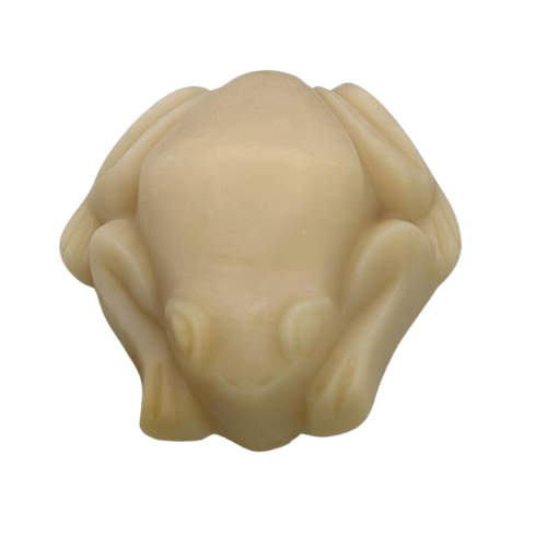 Light tan frog shaped soap to show the colour Berrylicious fragrance oil turns soap