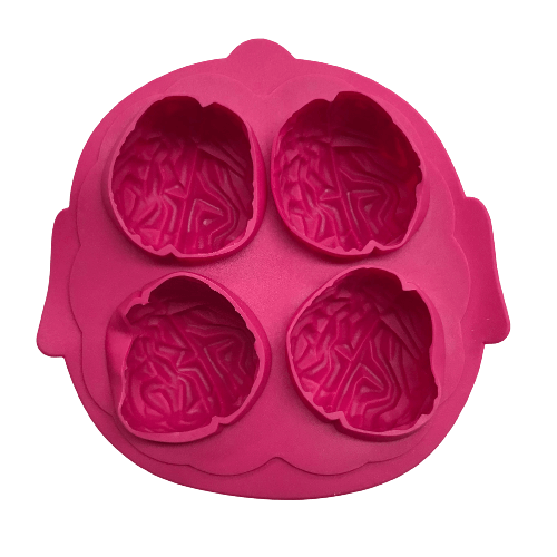 Brain mould with 4 cavity in pink on a white back ground