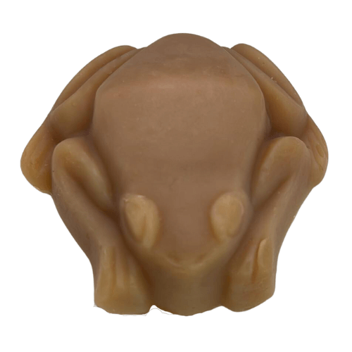 Tan soap frog showing the colour Butt Naked Fragrance Oil will turn soap