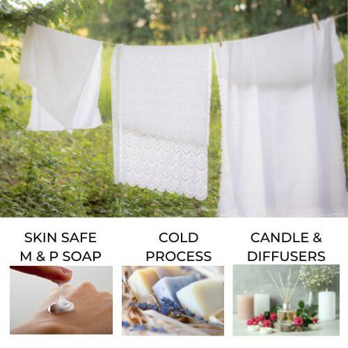 White linens hanging on a clothes line to represent Fresh Linen fragrance oil