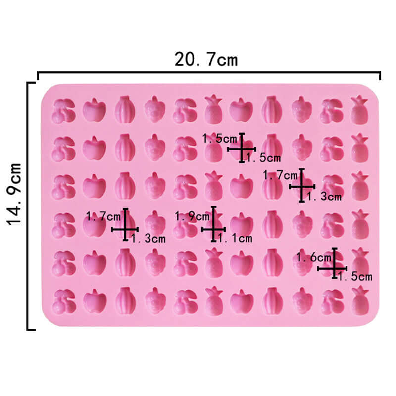 Back of fruit mould showing sizes