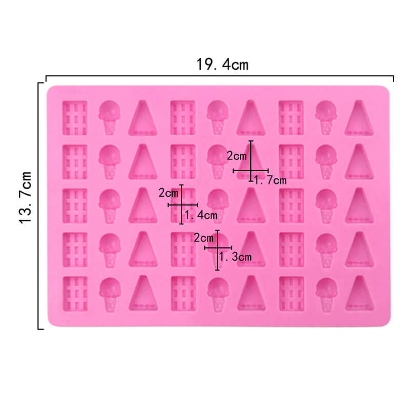 Back of mould showing sizes