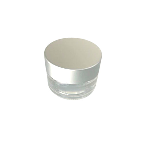 Matt silver lidded 15ml glass pot