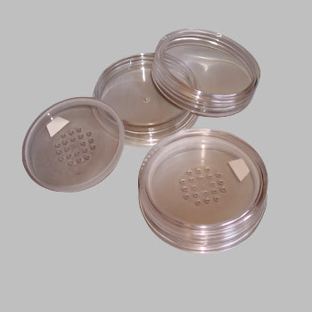25gm FLAT Clear Makeup Pot, Lid & Sifter