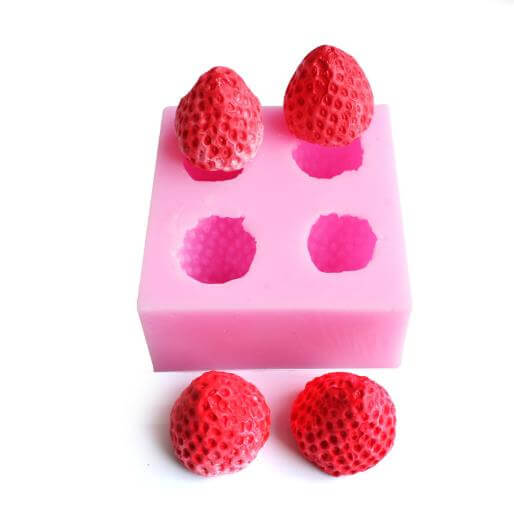 Square - Strawberry 3D Solid Silicone Mould (4 cavity)