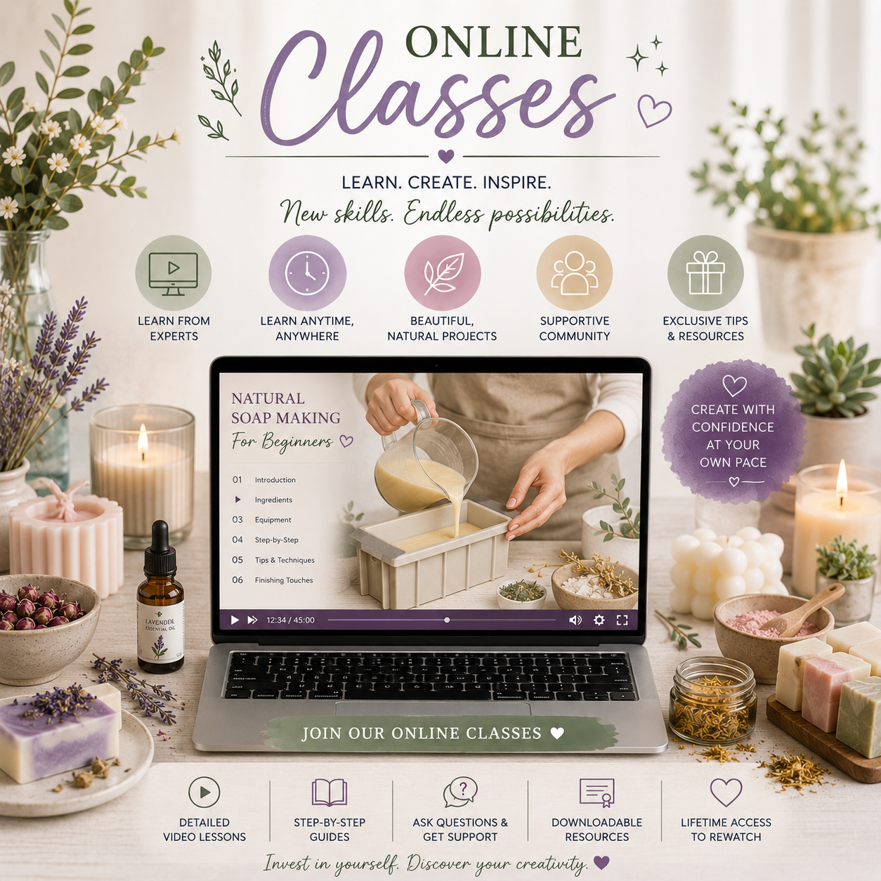 Laptop computer showing classes online
