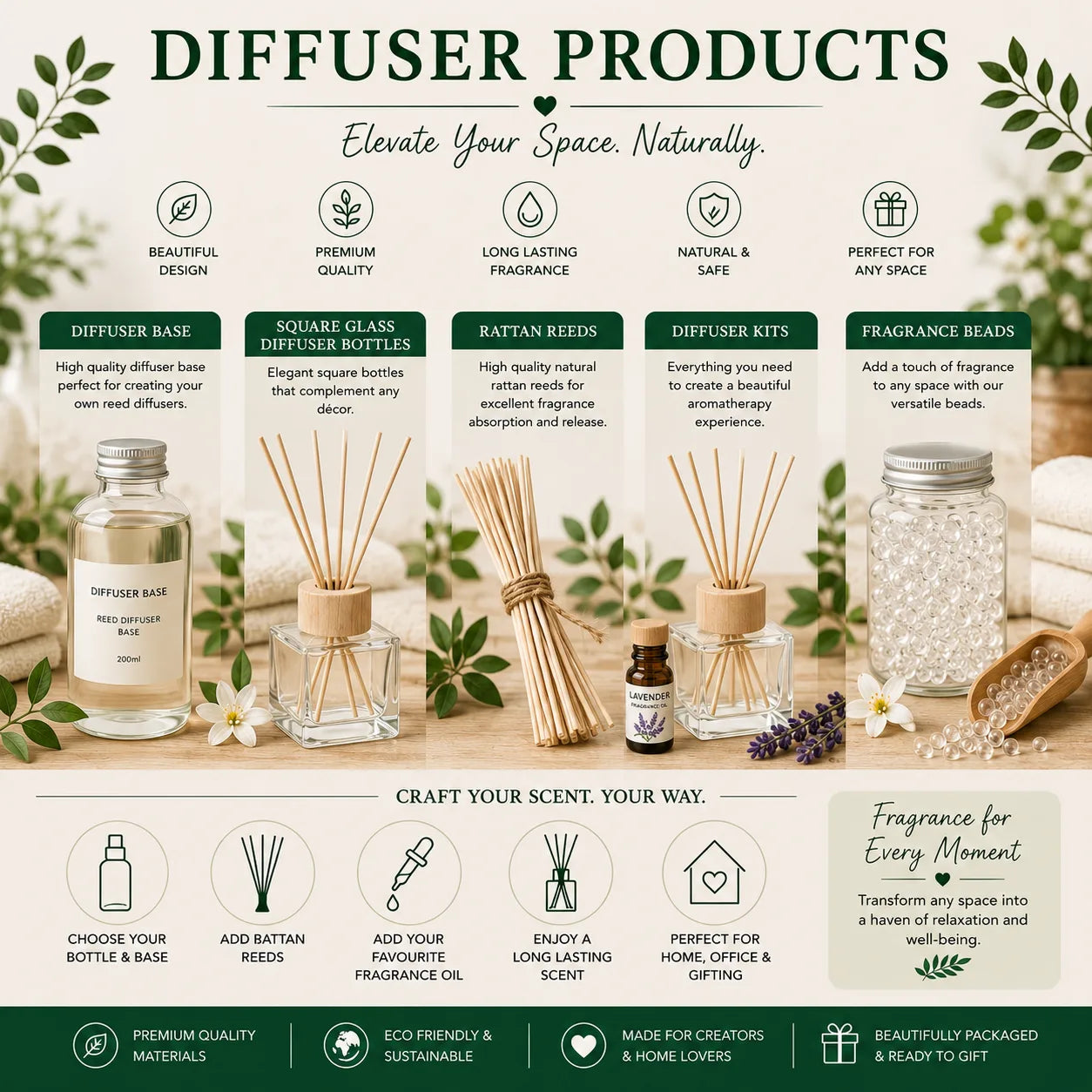 Components to make your own diffusers for home