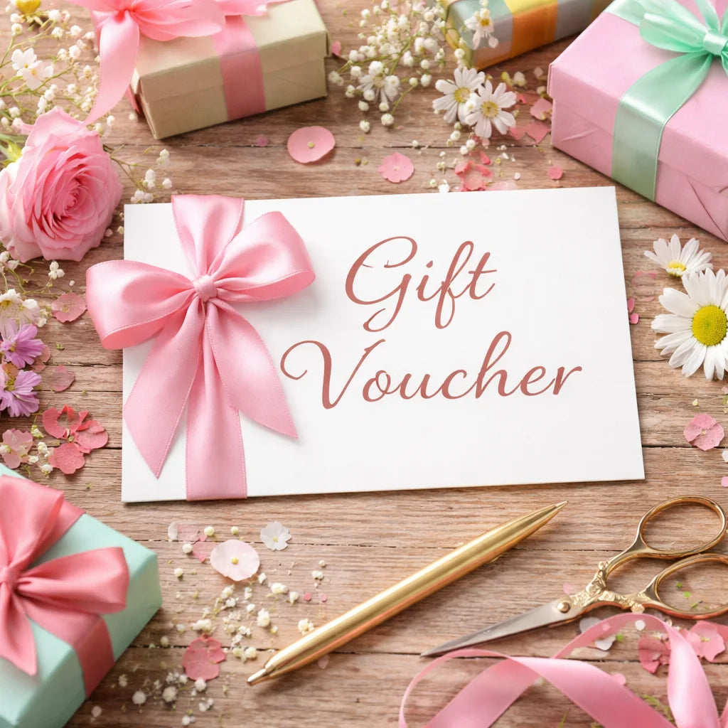 Gift voucher amid gifts and scatters