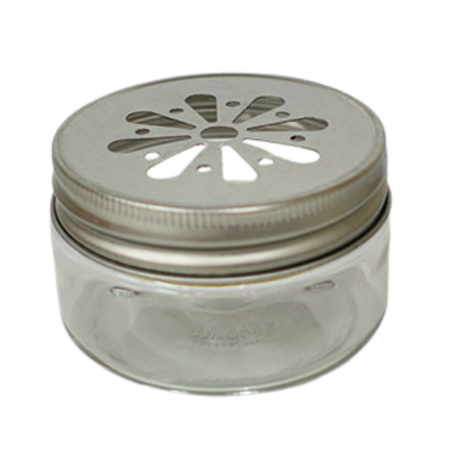 Plastic Aroma Jar  + Lid with daisy cutout 100gm