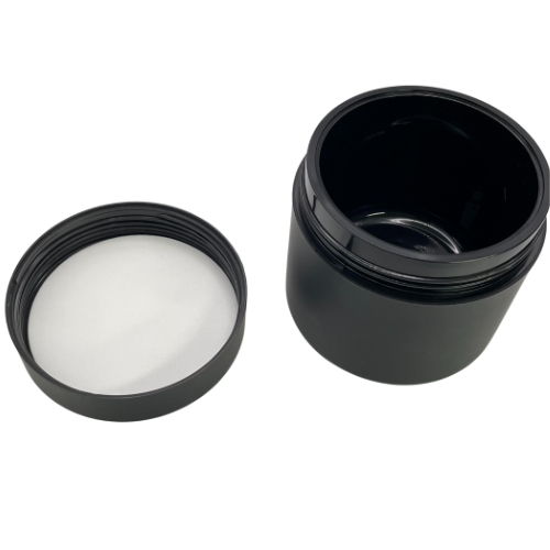 Top view of 200gm matte black jar