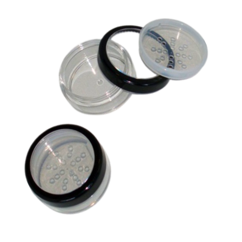 20gm Clear Make-up Pot, Black Rimmed Lid + Sifter