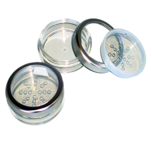 20gm Clear Make-up Pot, Matte Silver Rimmed Lid + Sifter