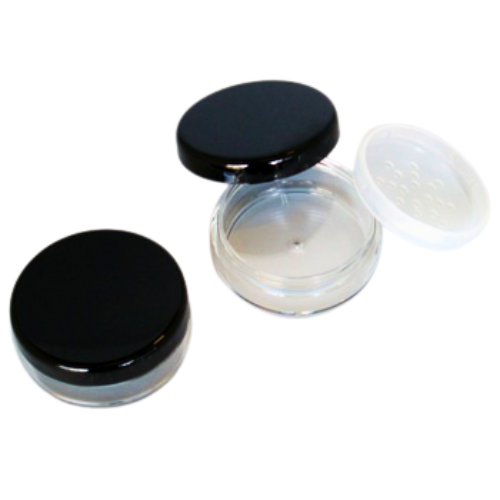 20gm Clear Make-up Pot, Solid Black Lid + Sifter