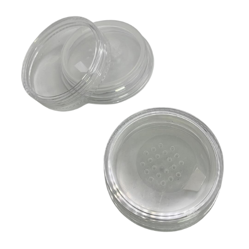 25gm FLAT Clear Makeup Pot with Lid & Sifter