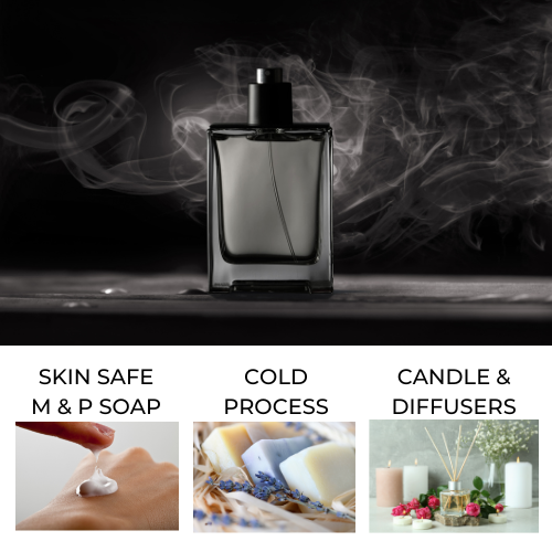 50 Shades fragrance oil represented by a smoke shrouded perfume bottle.