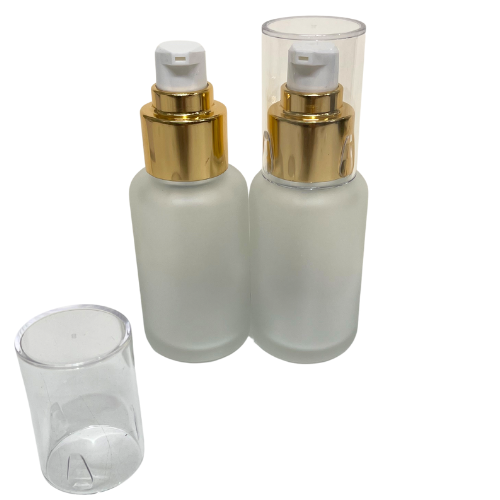 50ml Frosted Bottle with Shiny Gold Pump