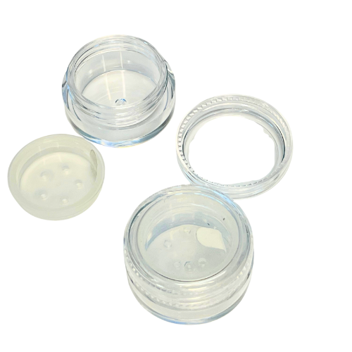 5gm Clear Makeup Pot, Lid and Sifter.