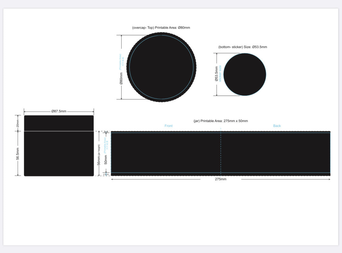 Sizing of matte black 200gm jar