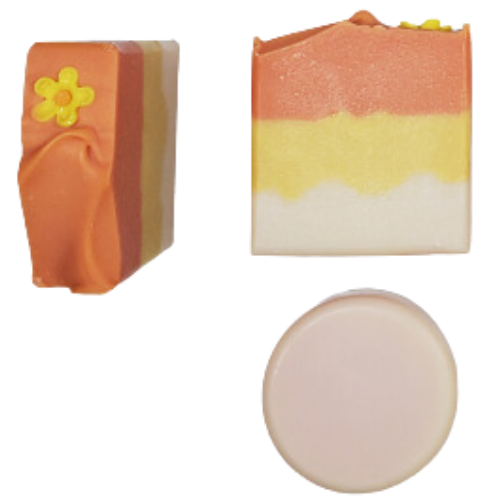 Soaps made in orange and yellow using Passionfruit and Papaya Fragrance