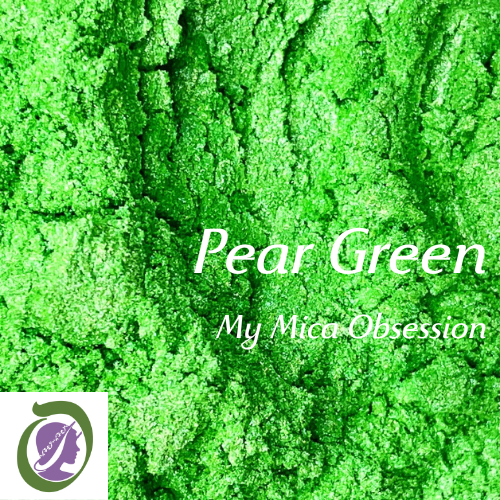 Pear green mica colour sample of mid-light green