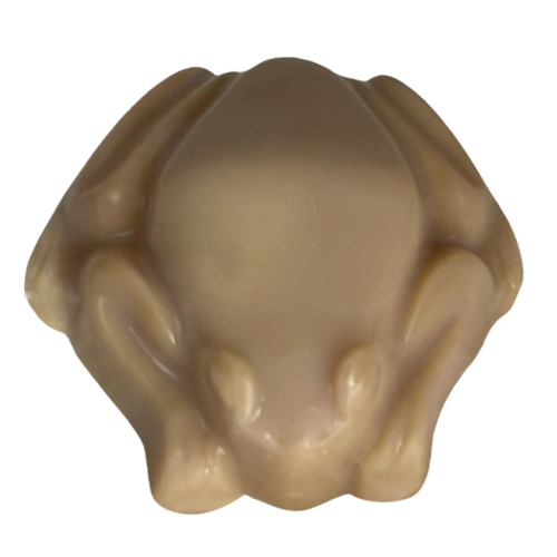 Tan soap frog to show the colour the fragrance will turn the soap