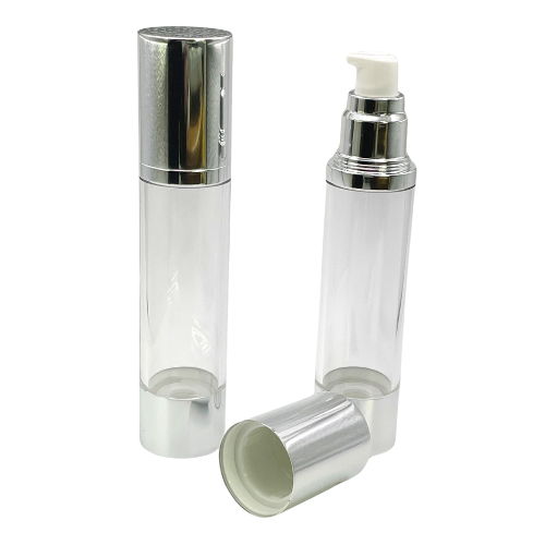 *50ml Airless SHINY Silver Pump Bottle