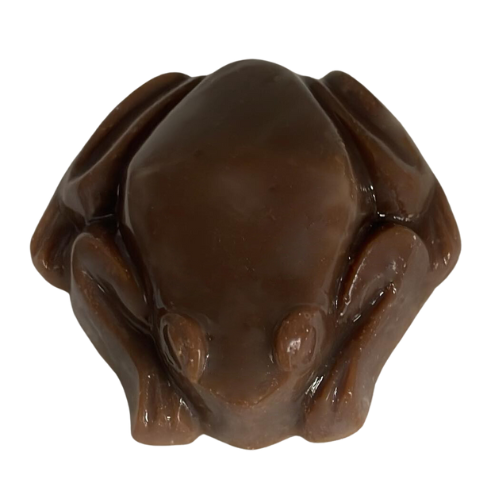 Brown frog soap to show the colour Sticky Caramel Fragrance oil turns soap