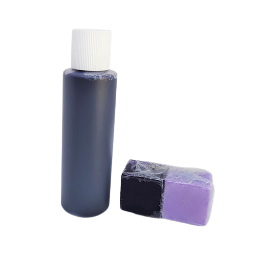 Violet Liquid Soap Colour in a bottle and melt and pour soap samples