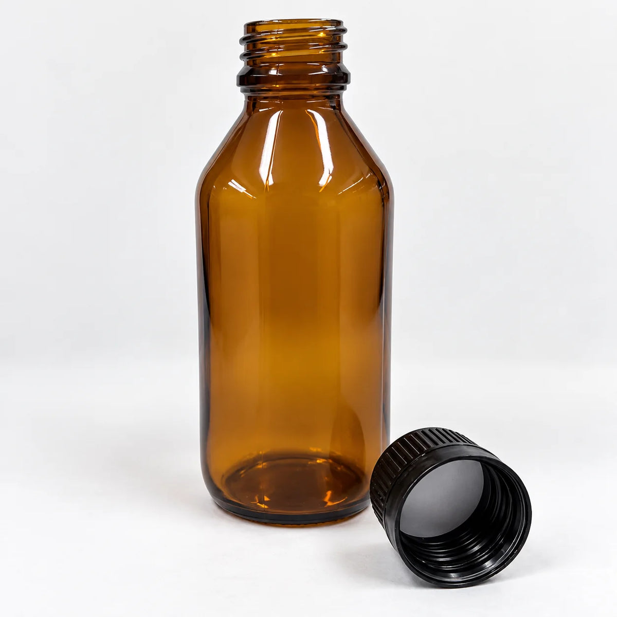 100ml Wide Neck (24mm) Amber Glass Bottle and Lid