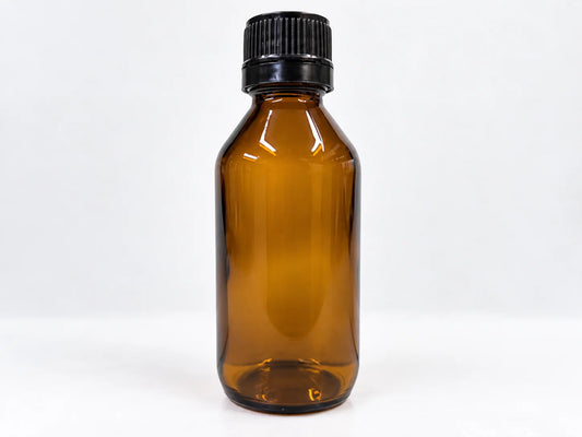 100ml Wide Neck (24mm) Amber Glass Bottle and Lid