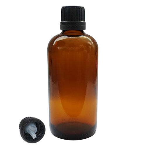 100ml Amber Glass Bottle  with lid + dripper