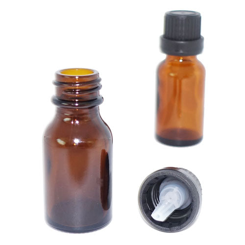 15ml Amber Glass Bottle with Tamper Evident lid + dripper