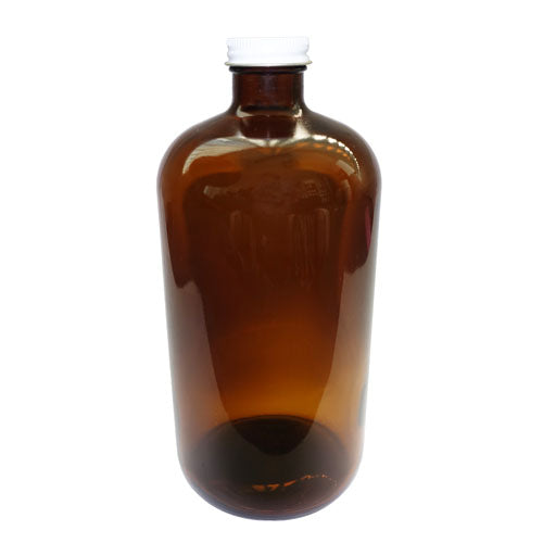 1L Amber Glass Bottle with white lid