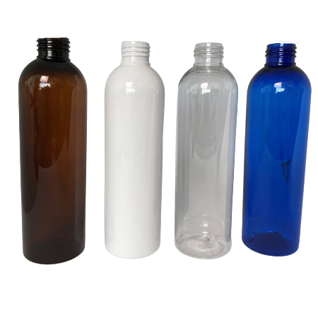 Amber, white, clear and blue 250ml bottles