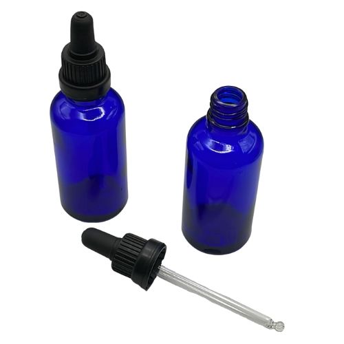 50ml blue bottle with black dropper