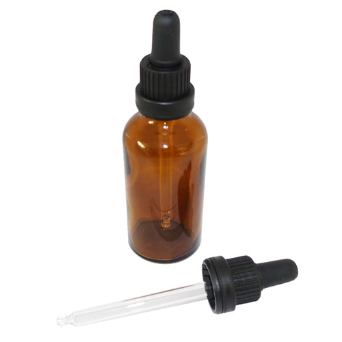 50ml Amber Glass Bottle with Black Dropper (18mm neck)