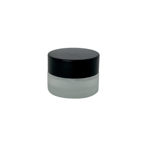 Frosted 7gm Glass Pot with Black Lid & Casker Seal