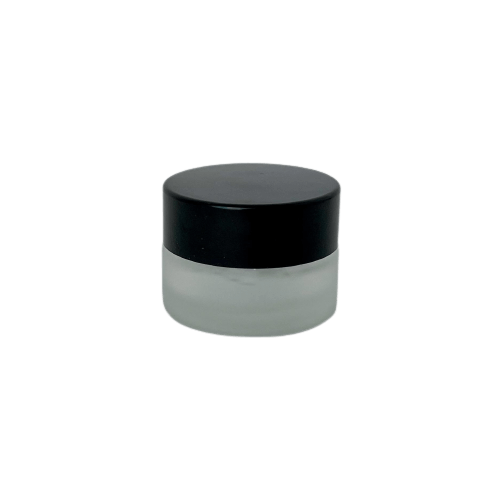Frosted 7gm Glass Pot with Black Lid & Casker Seal