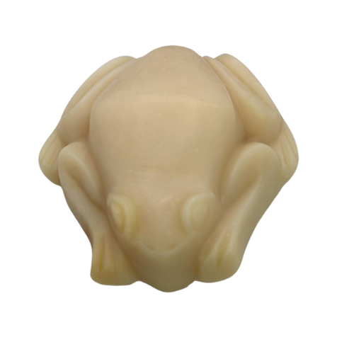 Light tan frog shaped soap to show the colour Berrylicious  fragrance oil turns soap