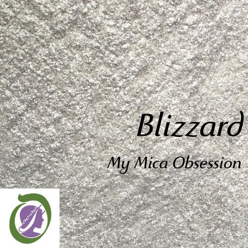 Blizzard mica is a sparkly white colour swatch