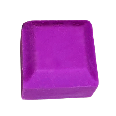 Cube of soap made purple with Carbazole Neon Colour